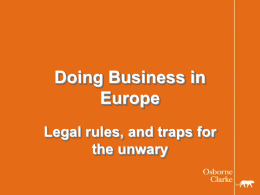 Doing Business in Europe - Legal Issues