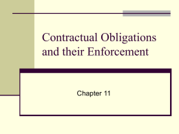 Contractual Obligations and their Enforcement