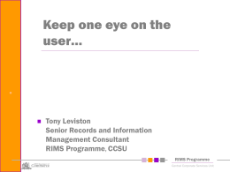 Keep one eye on the user… - State Records Authority of
