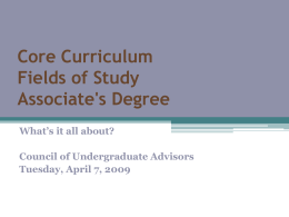 Core Curriculum Fields of Study Associate's Degree
