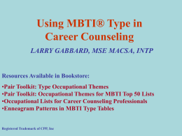Using MBTI Type in Career Counseling