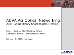 ADVA AG Optical Networking Annual Press & Analyst Conference