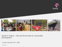 Statoil in Angola – CSR and Partnership for Sustainable