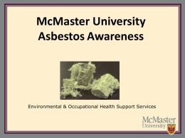 Asbestos Overview - McMaster Institute for Innovation and