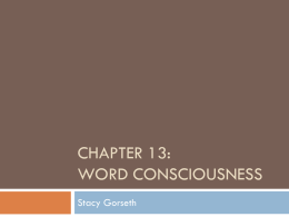 Chapter 13: Word Consciousness