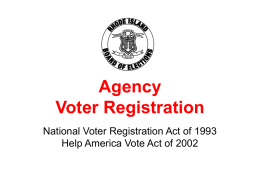 Rhode Island State Agency Based Voter Registration