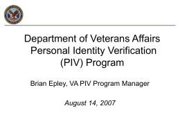 VA HSPD-12/PIV Presentation