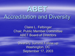 ABET Accreditation and Diversity