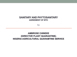 SANITARY AND PHYTOSANITARY AGREEMENT OF WTO