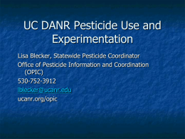 Policy on Pesticides and Related Chemicals: Use and