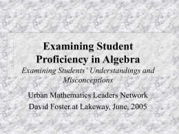 Assessing Student Proficiency in Algebra Examining