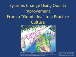 Systems Change: From a “Good Idea” to a Practice Culture