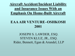 LIABILITY ISSUES IN THE HOME-BUILT AIRCRAFT CONTEXT EAA