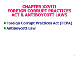 CHAPTER XXVIII FOREIGN CORRUPT PRACTICES ACT & …
