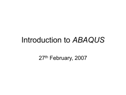 Introduction to Abaqus - Department of Mechanical and
