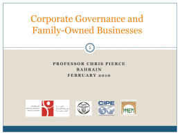 Family-Owned Enterprizes and Corporate Governance