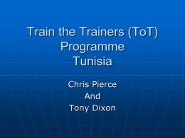Train the Trainers (ToT) Programme Tunisia