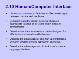 2.1 Human/Computer Interface