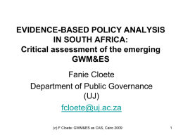 EVIDENCE-BASED POLICY ANALYSIS IN SOUTH AFRICA: …