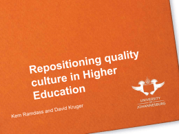 Repositioning quality culture in Higher Education