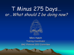 T Minus 275 Days… or…What should I be doing now?