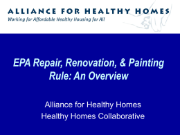 New EPA RRP Rule - Healthy Homes Collaborative