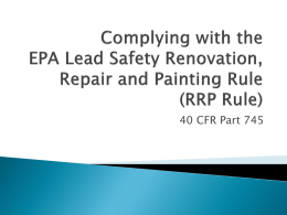 Complying with the New EPA Lead Safety Renovation, Repair