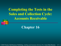 Completing the Tests in The Sales and Collection Cycle