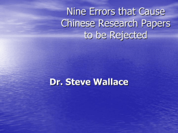 9 Errors that Cause Taiwanese Research Papers to be Rejected