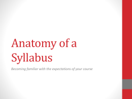 Anatomy of a Syllabus - City College of New York