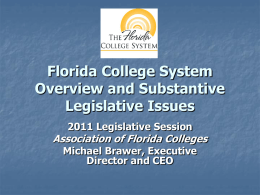Florida College System Substantive Legislative Issues