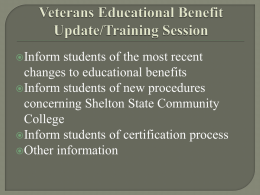 Veterans Educational Benefit Update/Training Session