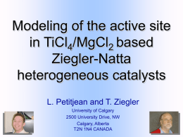 Modeling of the active site in TiCl4/MgCl2 based Ziegler