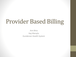 Provider Based Billing - AAHAM WI