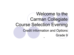 Carman Collegiate Course Selection Evening