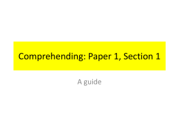 Comprehending: Paper 1, Section 1
