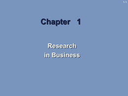 Chapter 1 The Role of Research in Marketing