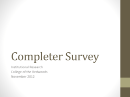 Completer Survey - College of the Redwoods
