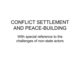 CONFLICT SETTLEMENT AND PEACE
