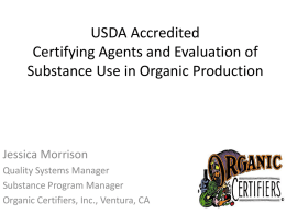 USDA Accredited Certifying Agents and Substance Use in