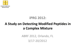 ABRF iPRG 2012 study - Association of Biomolecular