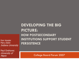 Affecting Student Persistence via Institutional Levers: