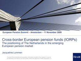 Cross-border IORPs serving pension needs of multinational