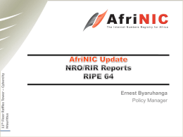 AfriNIC UpdateNRO/RIR Reports RIPE 64