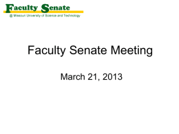 Faculty Senate Meeting August 11, 2011
