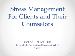 Stress Management For Clients and Their Counselors