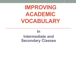 Dynamic Vocabulary Instruction in Secondary Classrooms