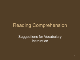 Reading Comprehension - Shelby County Schools