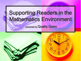 Supporting Readers in the Mathematics Environment