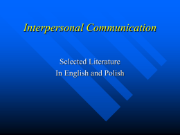 Interpersonal Communication - Poznań University of Technology
